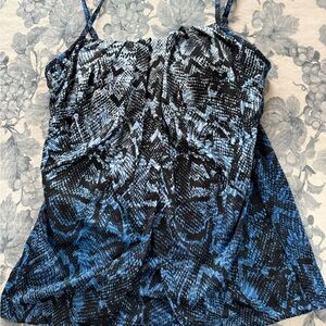 Miraclesuit Snakeskin Print TANKINI TOP in Blue and Black